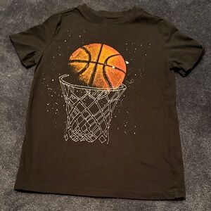 Cat & Jack Black Tee with Orange Basketball Graphic